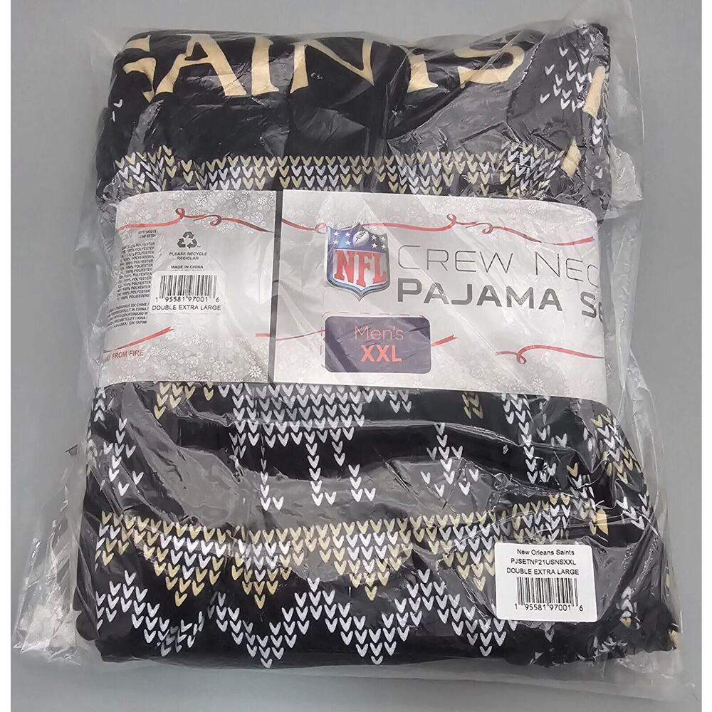 New! Foco 2XL NFL New Orleans Saints Mens Holiday Pajamas - Picture 4 of 5